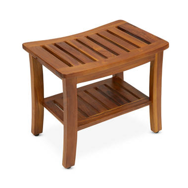 Teak shower chair with clearance arms